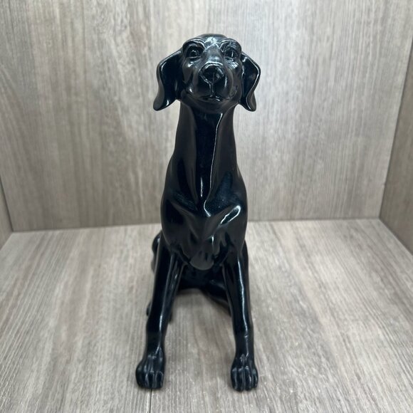 Black Labrador Retriever Dog Figurine Statue Collectible 10" Glossy - Picture 3 of 12